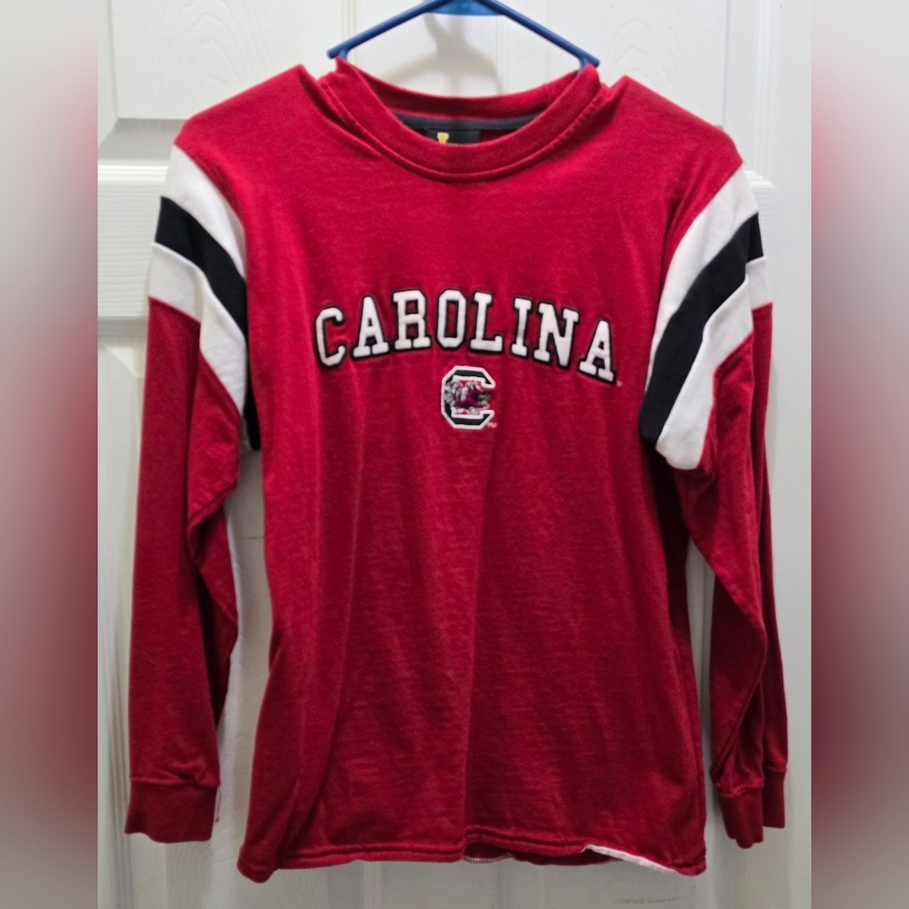 USC Gamecocks Red and White Long Sleeve Tee with Sporty Color Blocking XL